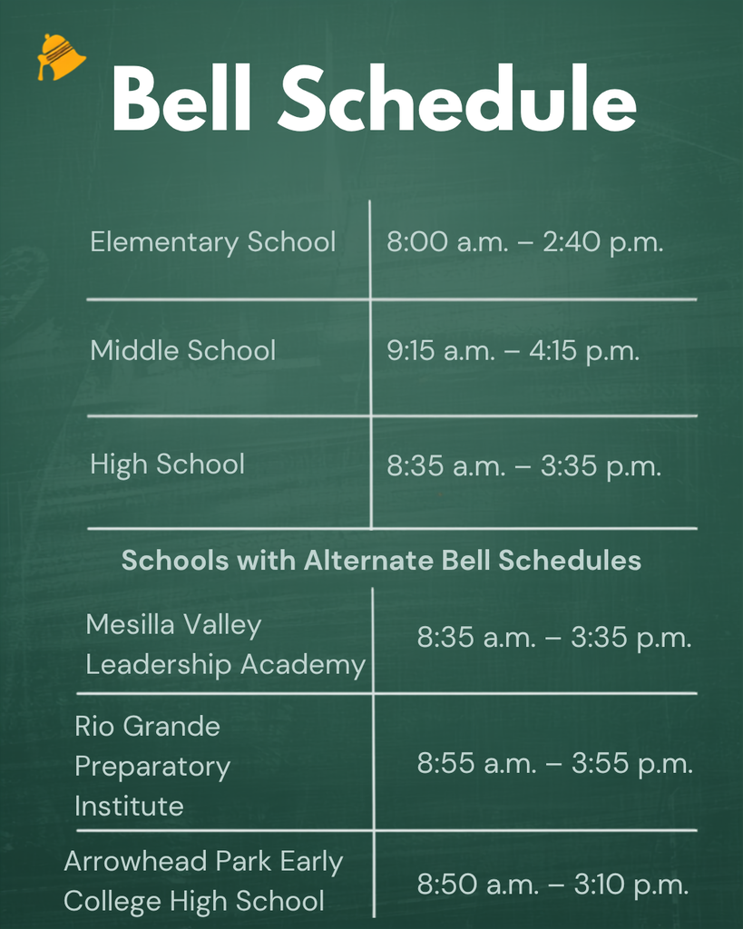 Reminder, LCPS families! Bell Schedule