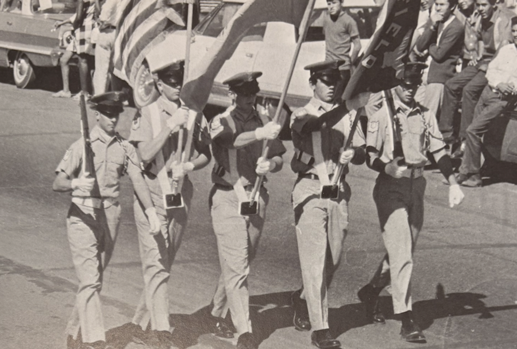 Leading the way through Mayfield High School’s 1968 Homecoming Parade