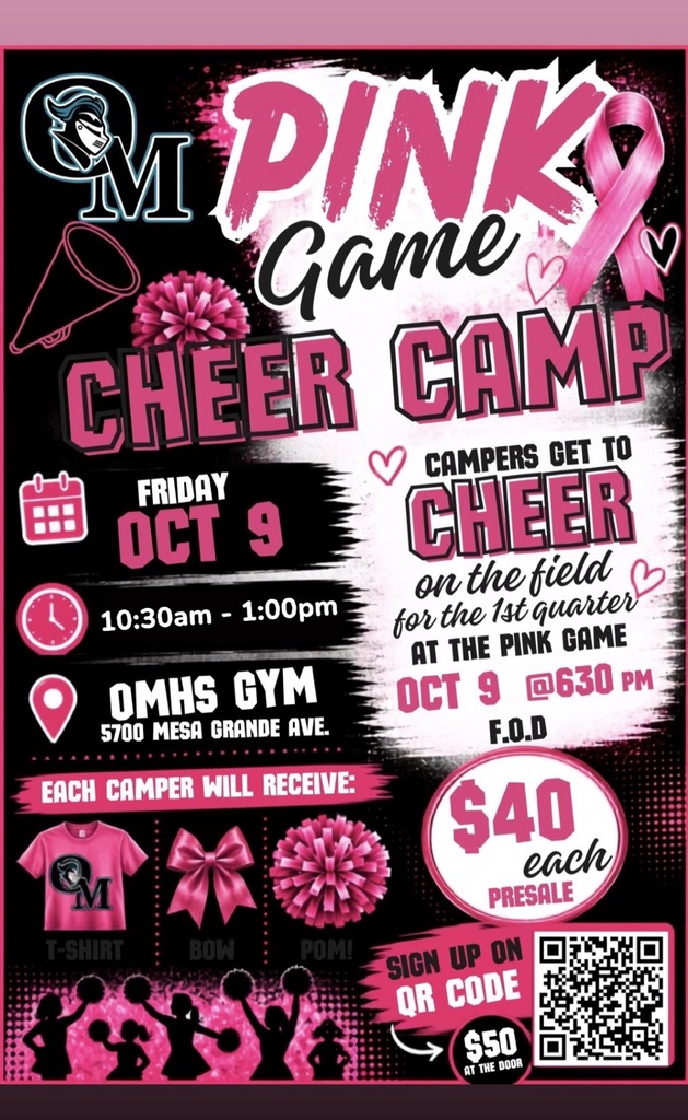 pink and black flyer with cheer camp information