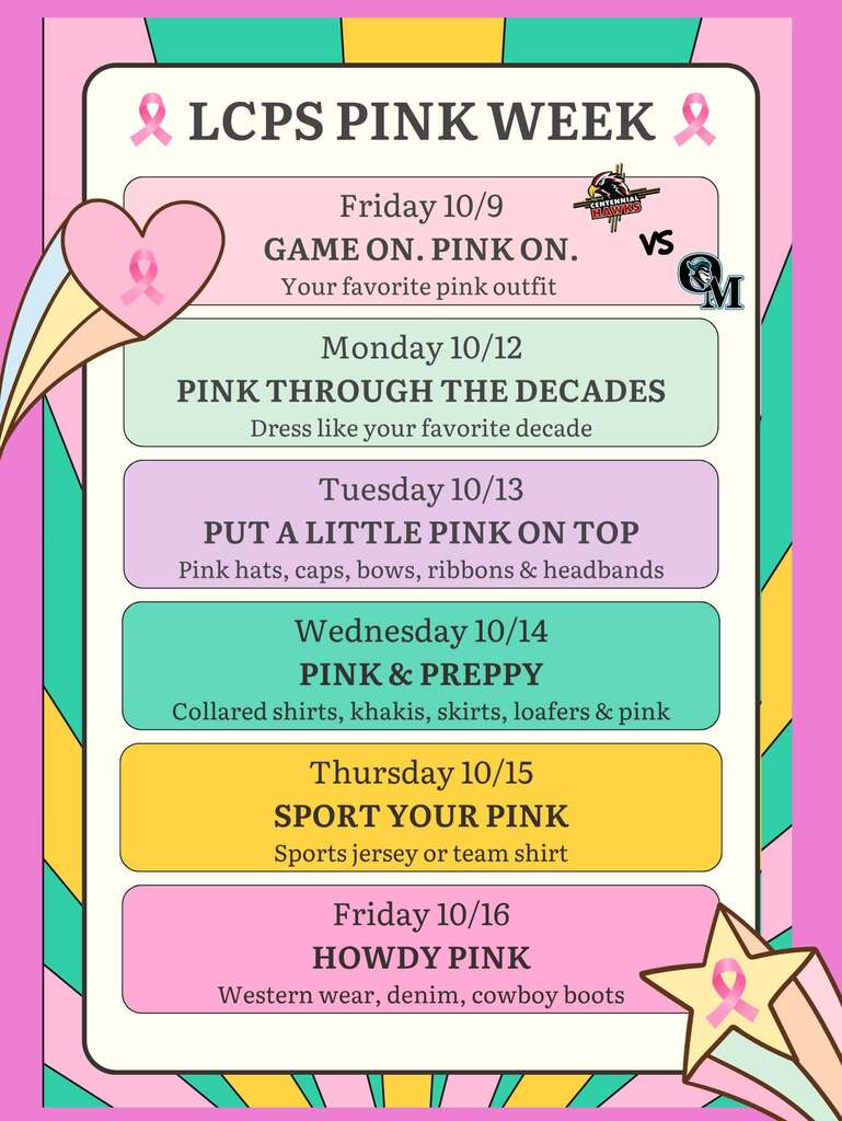 LCPS PINK SPIRIT WEEK STARTS THIS FRIDAY!