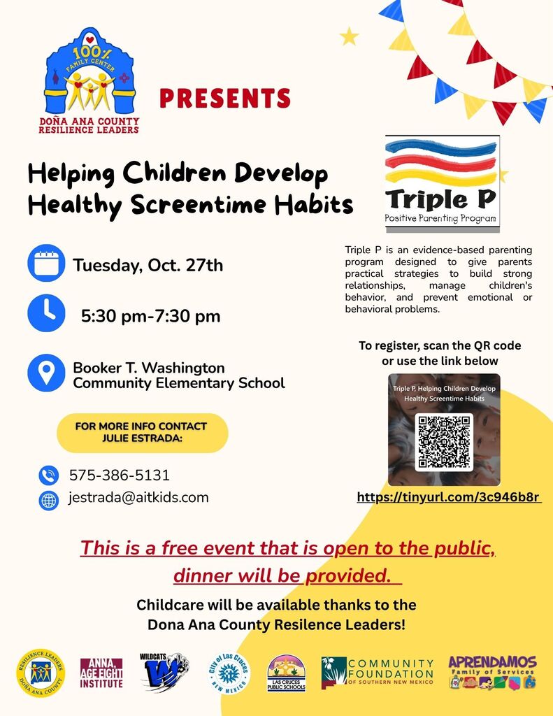 flyer with primary colors and flags