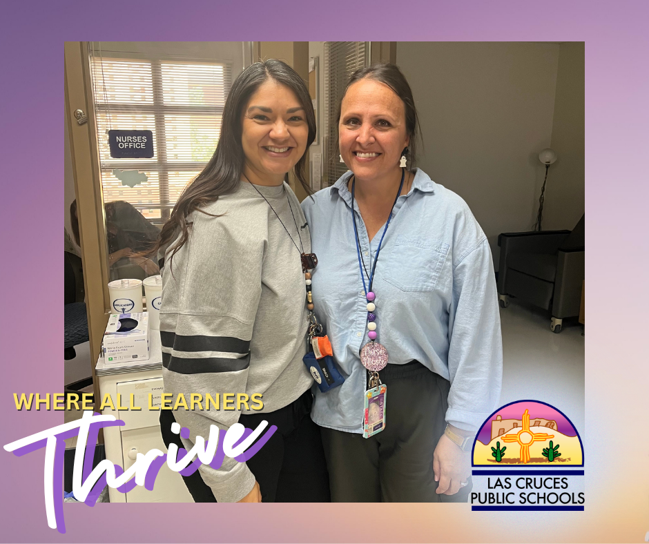 purple gradient Thrive Thursday feature with two women standing