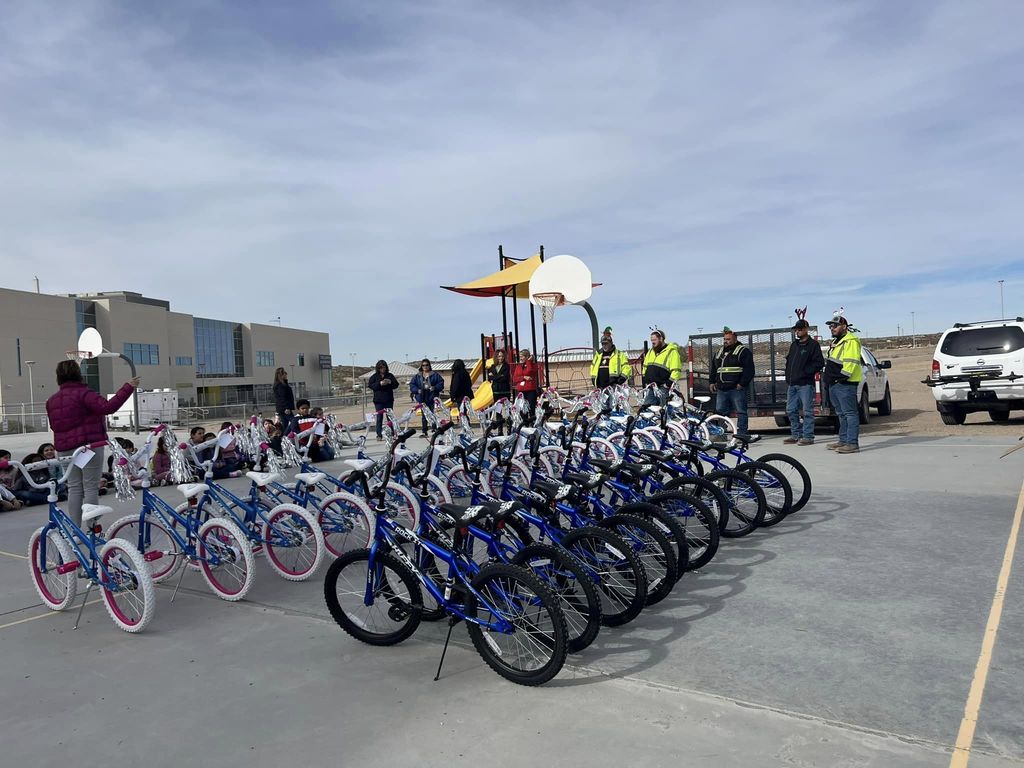 Thank you to our friends at Southwest Disposal for bringing so much joy and happiness to hundreds of LCPS students this holiday season!   On Dec. 8, the team at Southwest Disposal built 180 bicycles 🚲 that will be donated to students across the Las Cruces Public Schools in conjunction with the Las Cruces Safe Routes to School program. 🦺  On Dec. 11, Southwest Disposal presented bikes to 30 children at Hillrise Elementary School and 30 children at Columbia Elementary School. ❤️