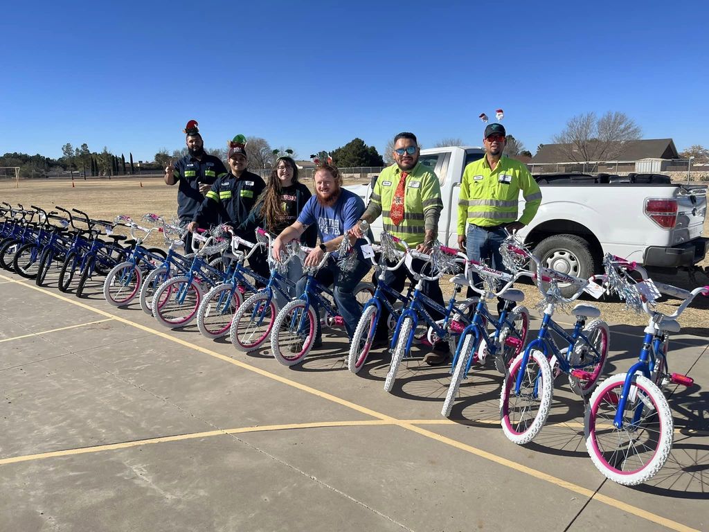 Thank you to our friends at Southwest Disposal of Las Cruces for bringing so much joy and happiness to hundreds of LCPS students this holiday season!   On Dec. 8, the team at Southwest Disposal built 180 bicycles 🚲 that will be donated to students across the Las Cruces Public Schools in conjunction with the Las Cruces Safe Routes to School program. 🦺  On Dec. 11, Southwest Disposal presented bikes to 30 children at Hillrise Elementary School and 30 children at Columbia Elementary School. ❤️  Today Southwest Disposal made their fifth delivery to Tombaugh Elementary School.   Thank you, Southwest Disposal of Las Cruces for your partnership and the many years of dedicated service to the students of Las Cruces Public Schools. 