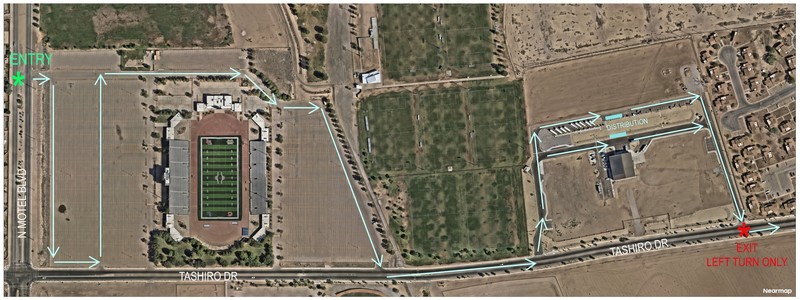 map with traffic flow for food distribution event