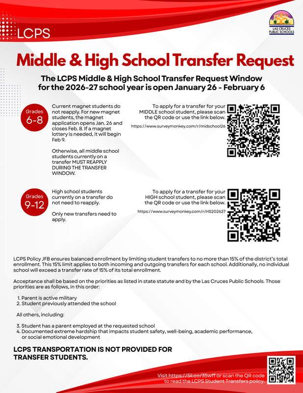 red and white graphic with magnet school information