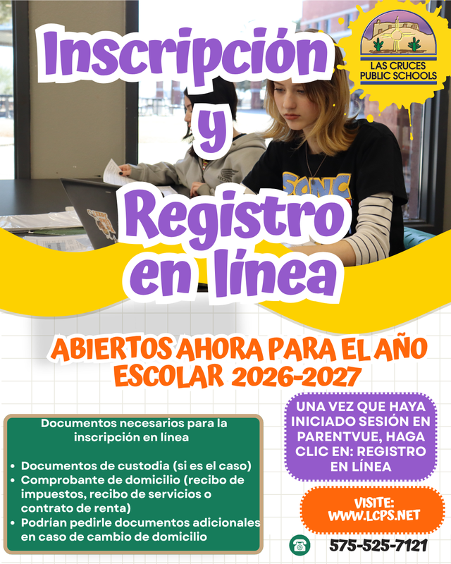 La inscripción y el registro en línea ya están abiertos en las Escuelas Públicas de Las Cruces