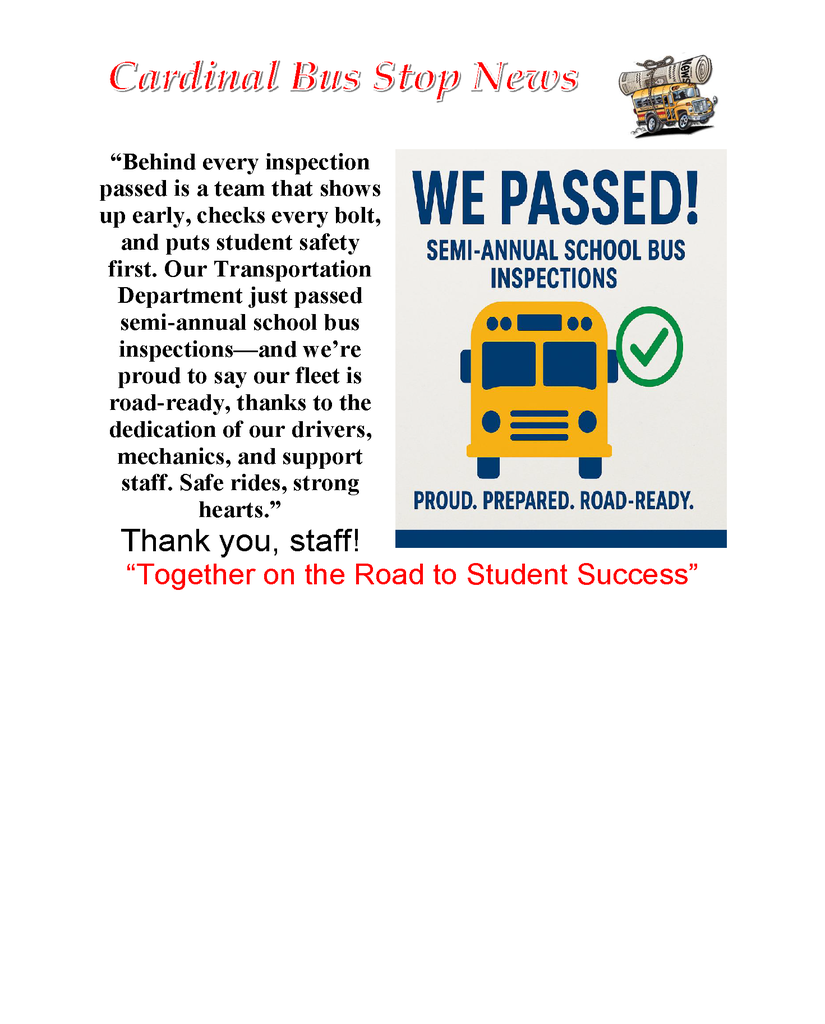 Bus Stop News we passed bus inspections