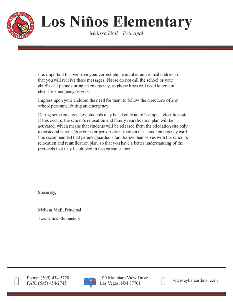 continuing letter from page one. It is important for us to have your correct phone number and e-mail address so you will receive these messages