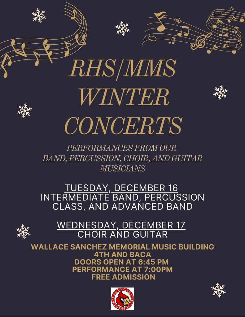 Performances from our RHS/MMS Bands, Choir, Percussion Class, and Guitarist classes