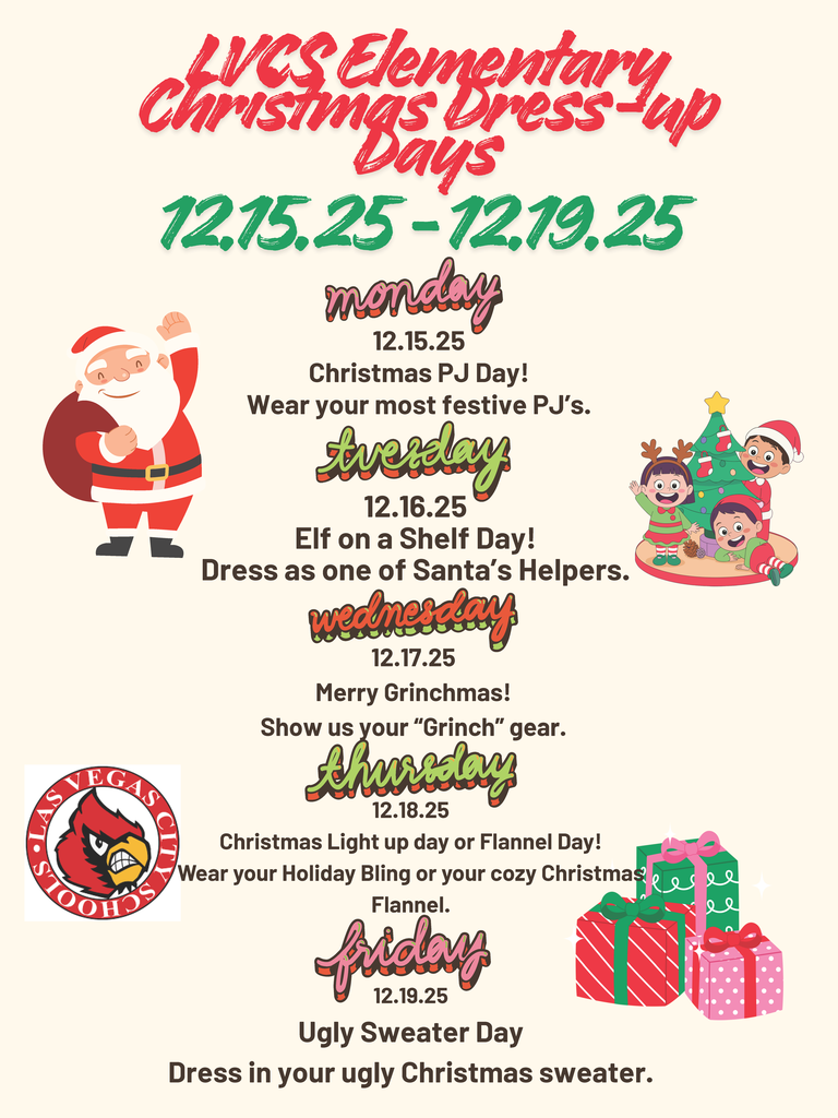 Spirit week dress up dates for Elementary