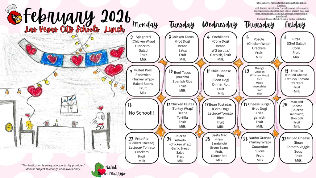 February 2026 Lunch Menu