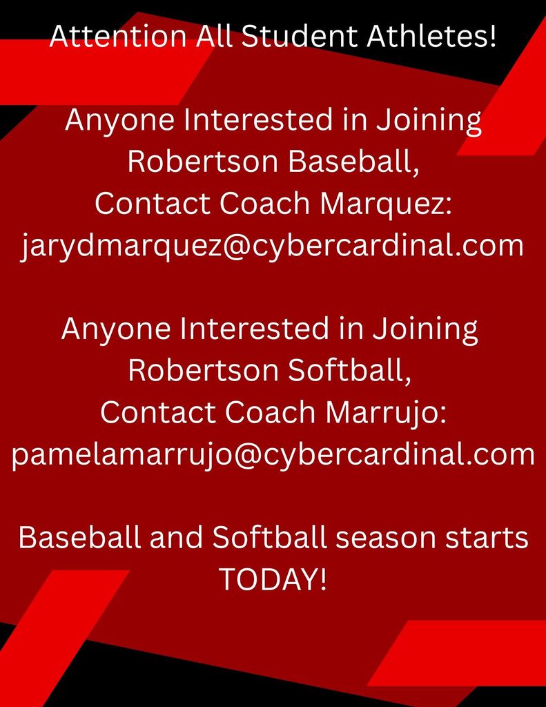 COME JOIN CARDINAL BASEBALL AND SOFTBALL!