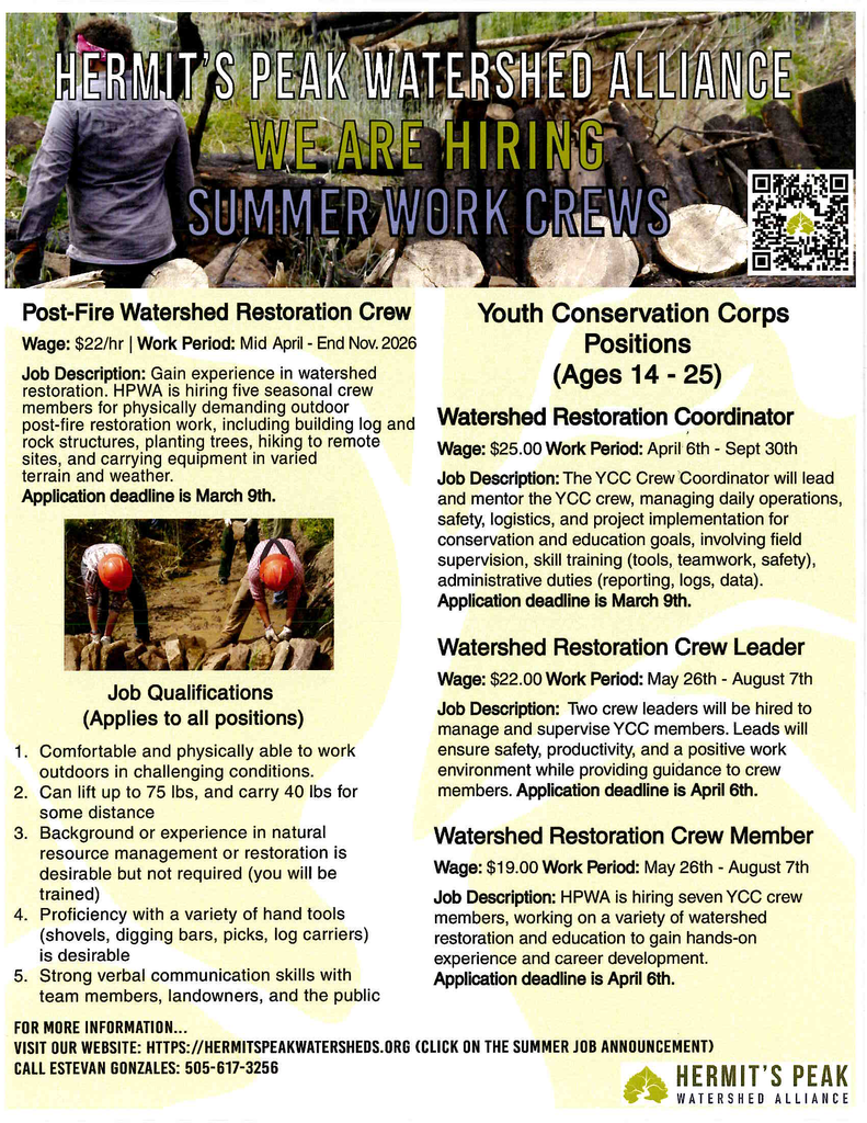 Hermit's Peak Watershed Alliance flyer