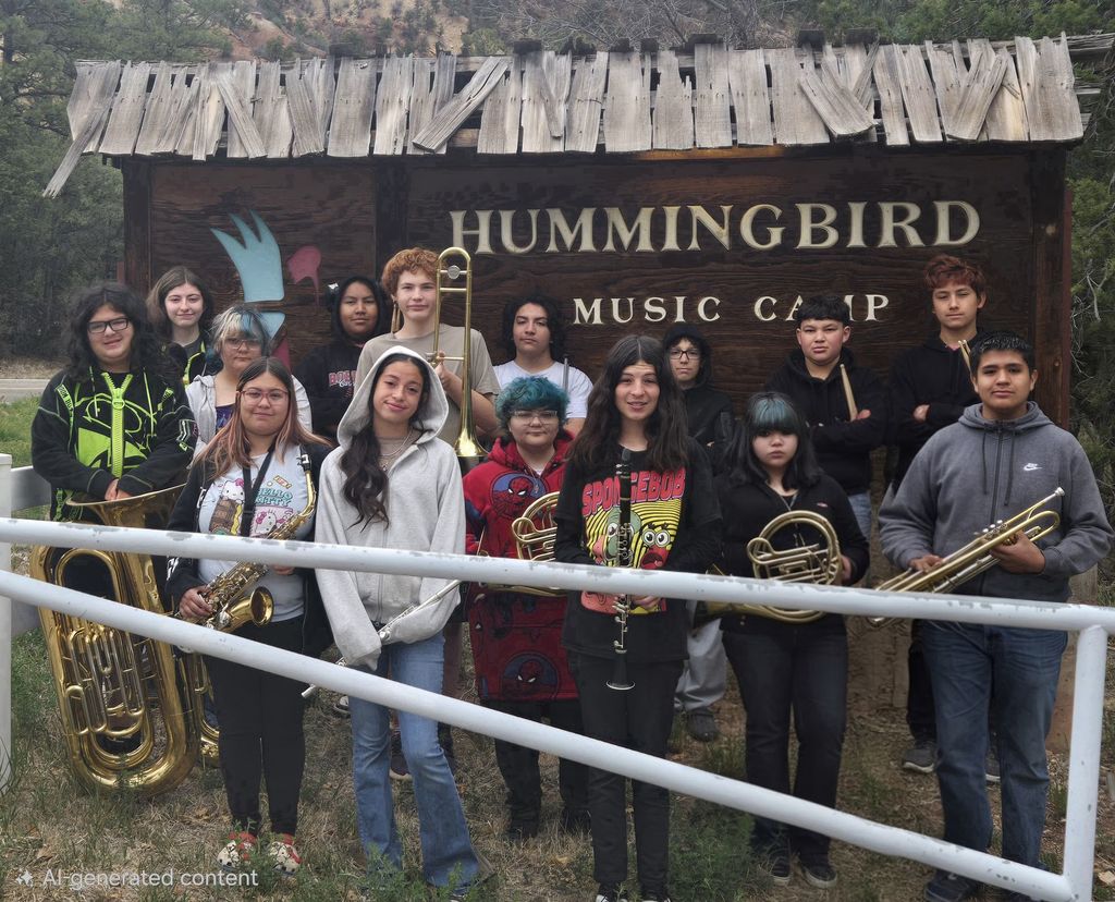 students posing with their instruments