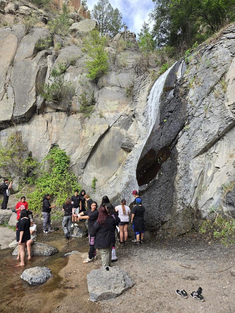 students hiking