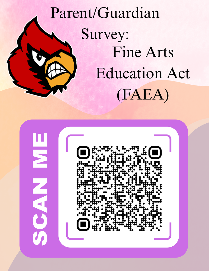 We’re collecting feedback for the Fine Arts Education Act (FAEA). If you haven't filled out the Parent/Guardian survey yet, grab your phone and scan the QR code now. Your input directly impacts the future of our arts curriculum!