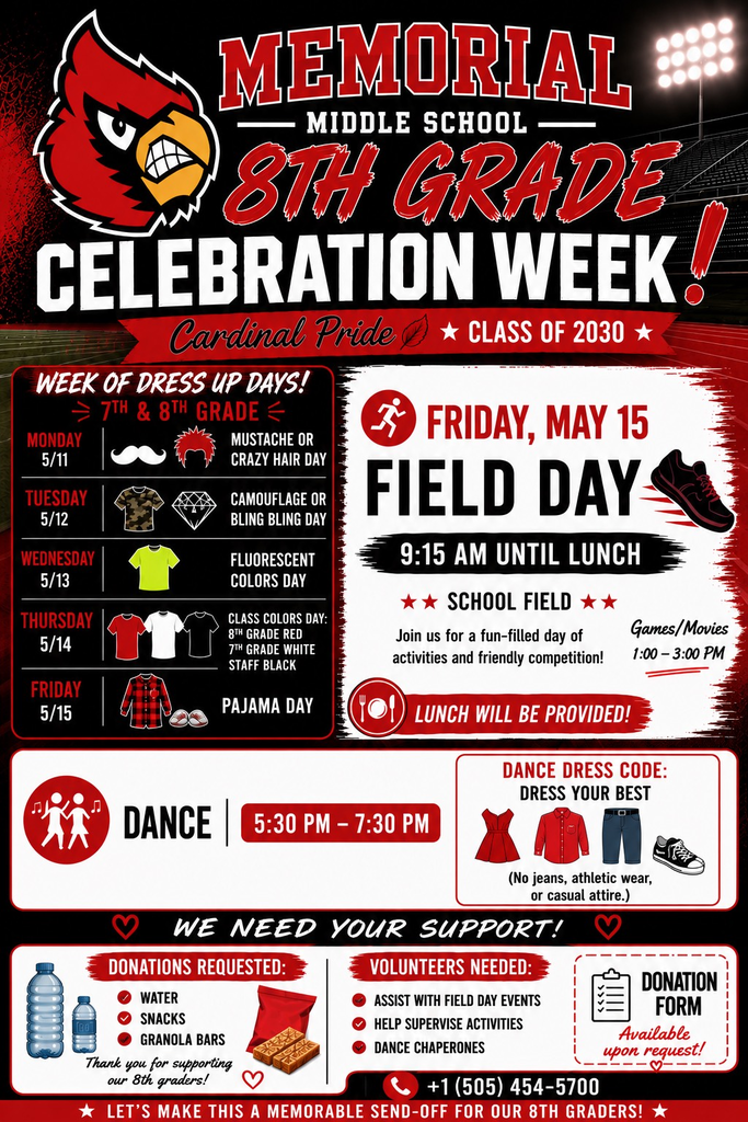 8th Grade Celebration Week Flyer