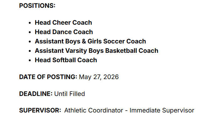 Coaching Positions