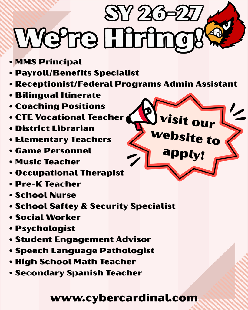 Current positions open for SY 26-27! https://www.cybercardinal.com/o/lvcs/page/employment-opportunities