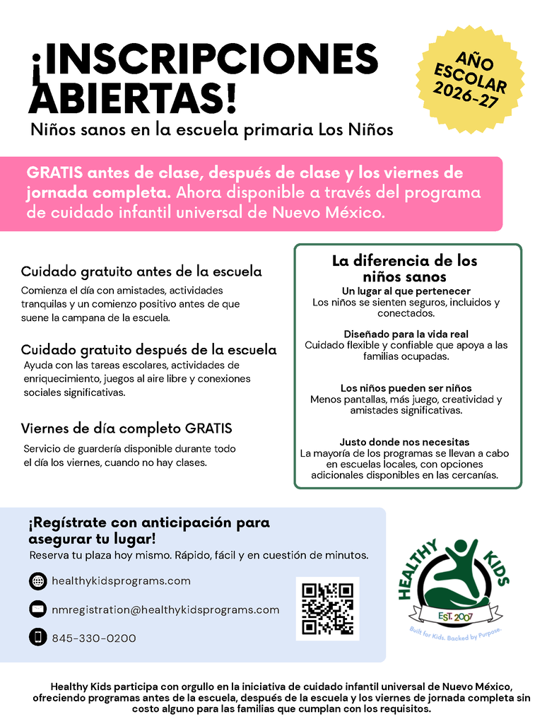 Now Enrolling: Healthy Kids Flyer