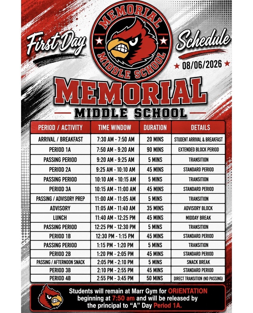 Memorial Middle School Orientation