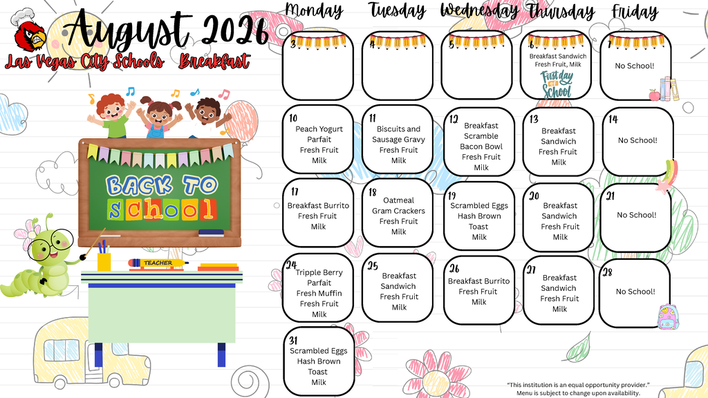 August Menus