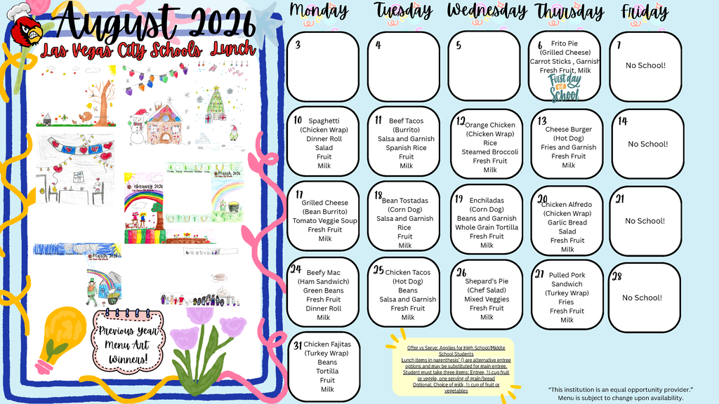 August Menus