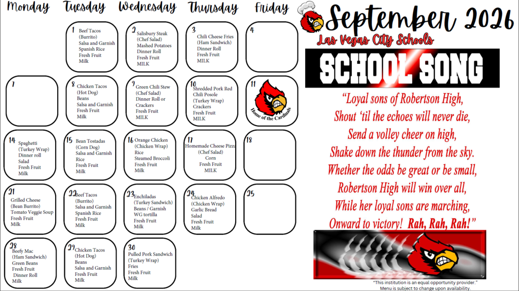 September Menus 