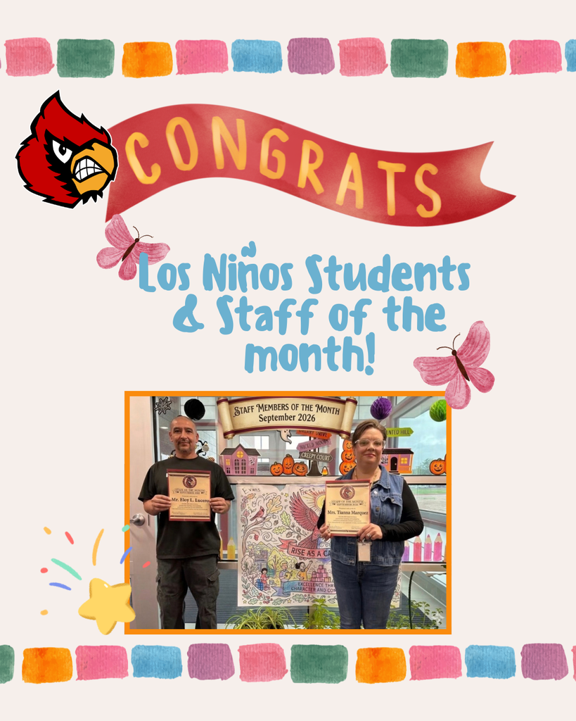 Congratulations to our Los NiƱos Elementary Students & Staff of the Month for September! š Thank you for your hard work, positivity, and leadership. You make LNE proud every day!