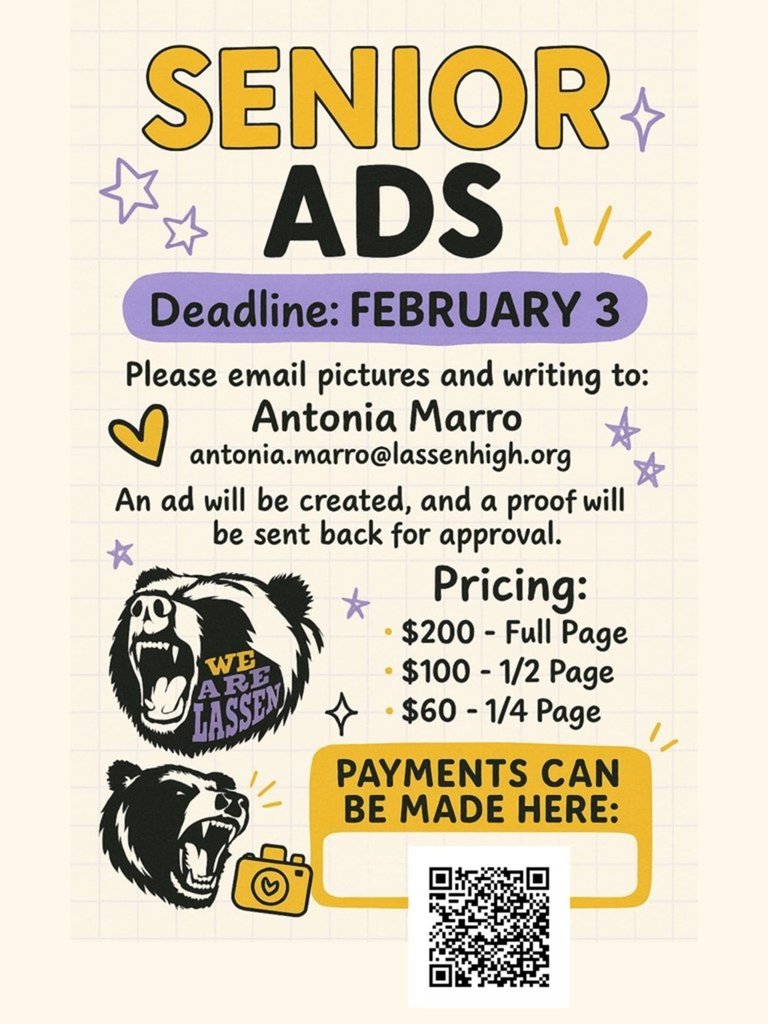 Senior Yearbook Adv Deadline!!!!