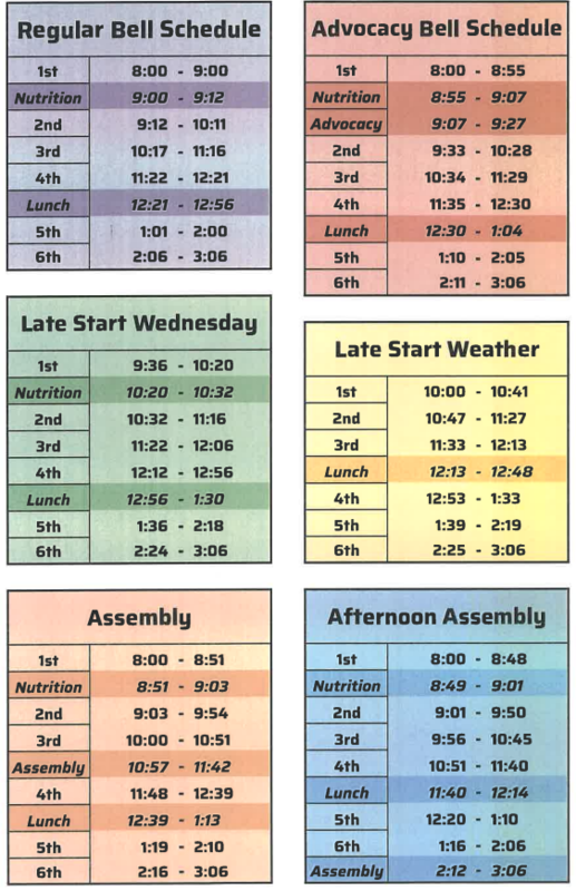 schedule of school bells