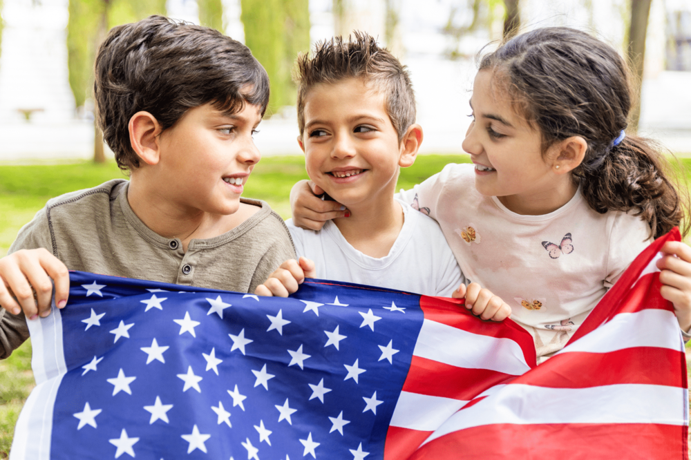 Children with Flag