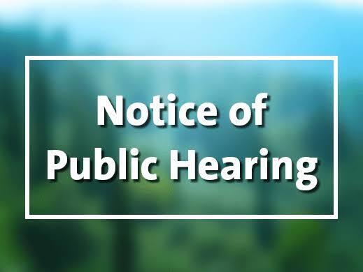 NOtice of public hearing