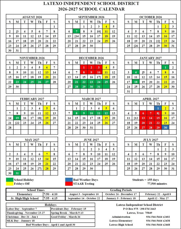 2026-2027 District Calendar