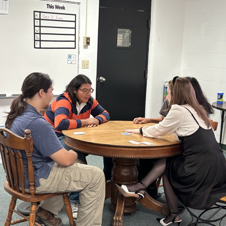 The Chickasaw high school Language class played a card game today using Chickasaw numbers. Delaney Lippard from the Department of Culture and Humanities of the Chickasaw Nation is the instructor.