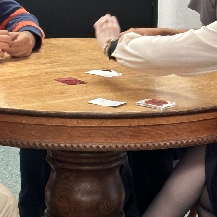 The Chickasaw high school Language class played a card game today using Chickasaw numbers. Delaney Lippard from the Department of Culture and Humanities of the Chickasaw Nation is the instructor.