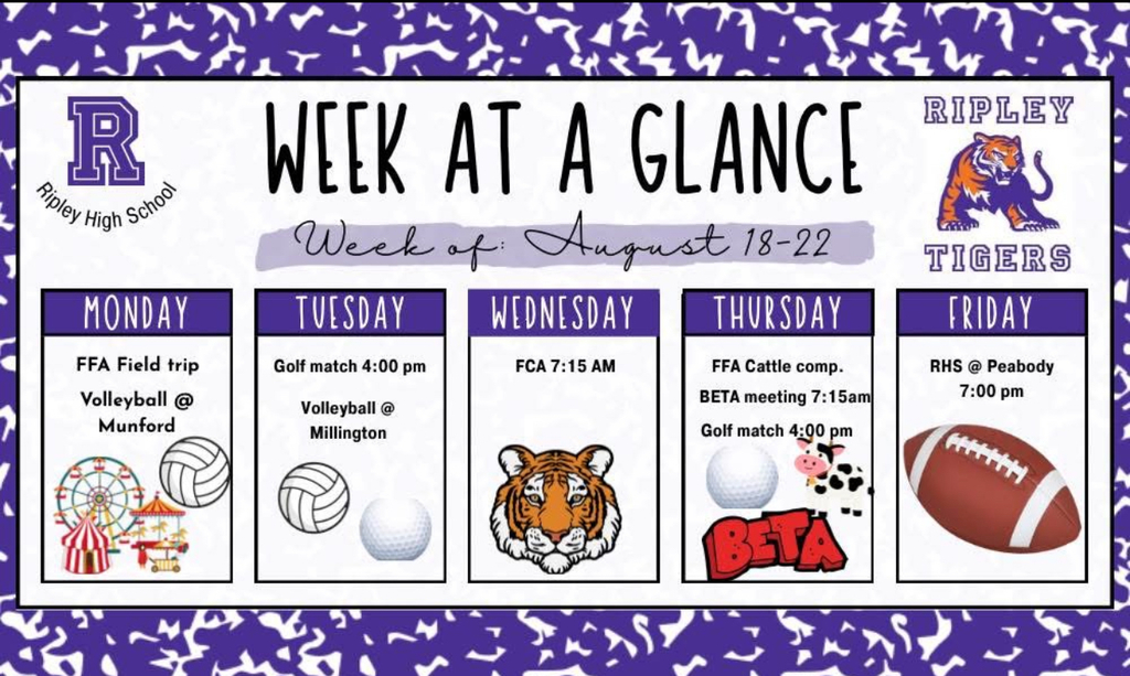 August 18-22, 2025 "Week At A Glance"