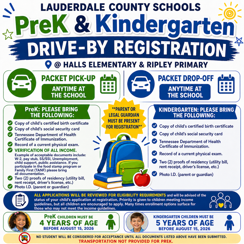 PreK and K Drive-By Registration Info