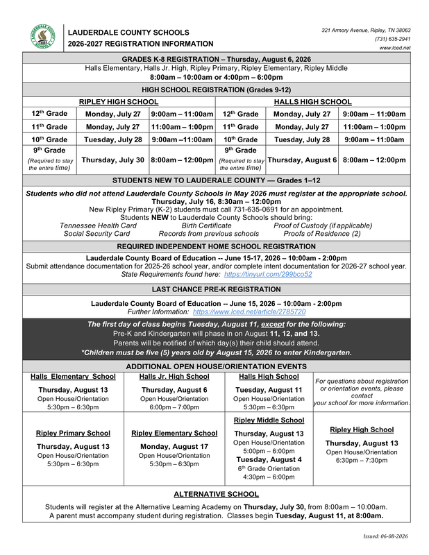 2026-2027 Registration Information