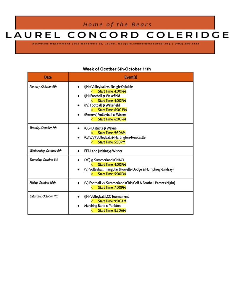 October 6th-October 11th