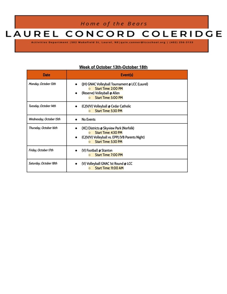 October 13th-October 18th