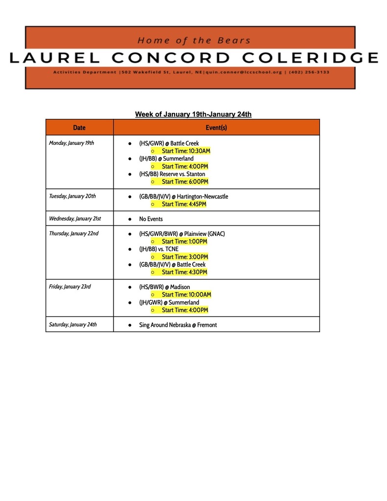 January 19th-January 24th