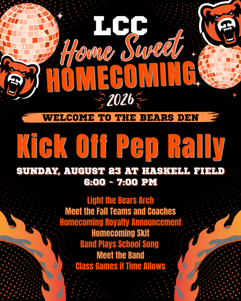 Announcement for Homecoming Kick Off Pep Rally, Sunday, August 23 at Haskell Field from 6-7 pm