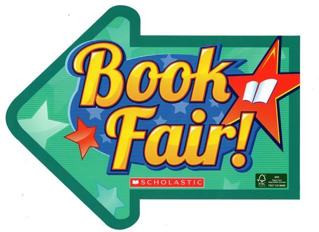 arrow pointing the way to Scholastic Book Fair