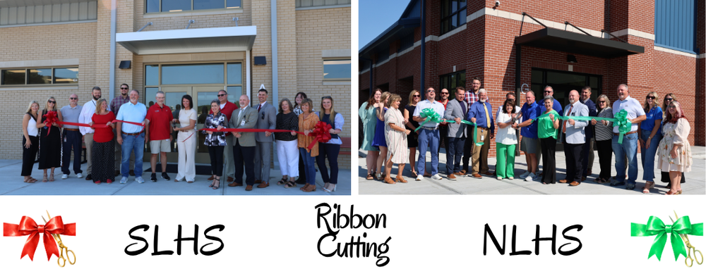 Images of the SLHS and NLHS Ribbon cuttings for auxiliary gymnasiums