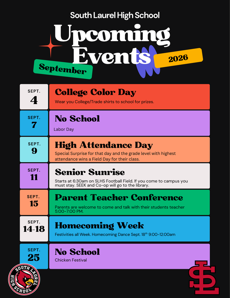 SLHS Upcoming Events