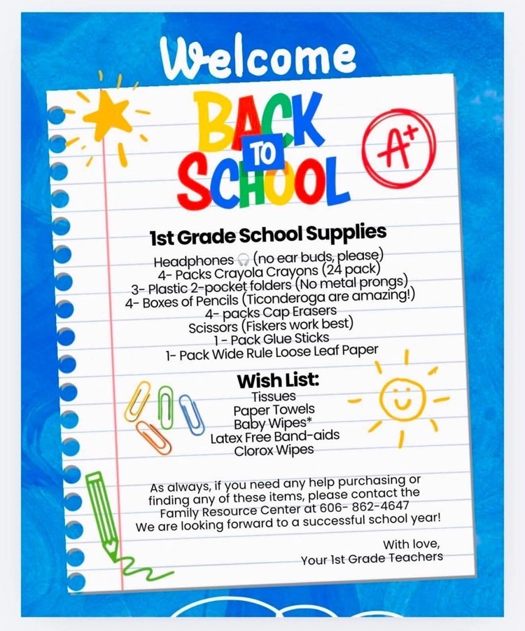 First Grade Supply List