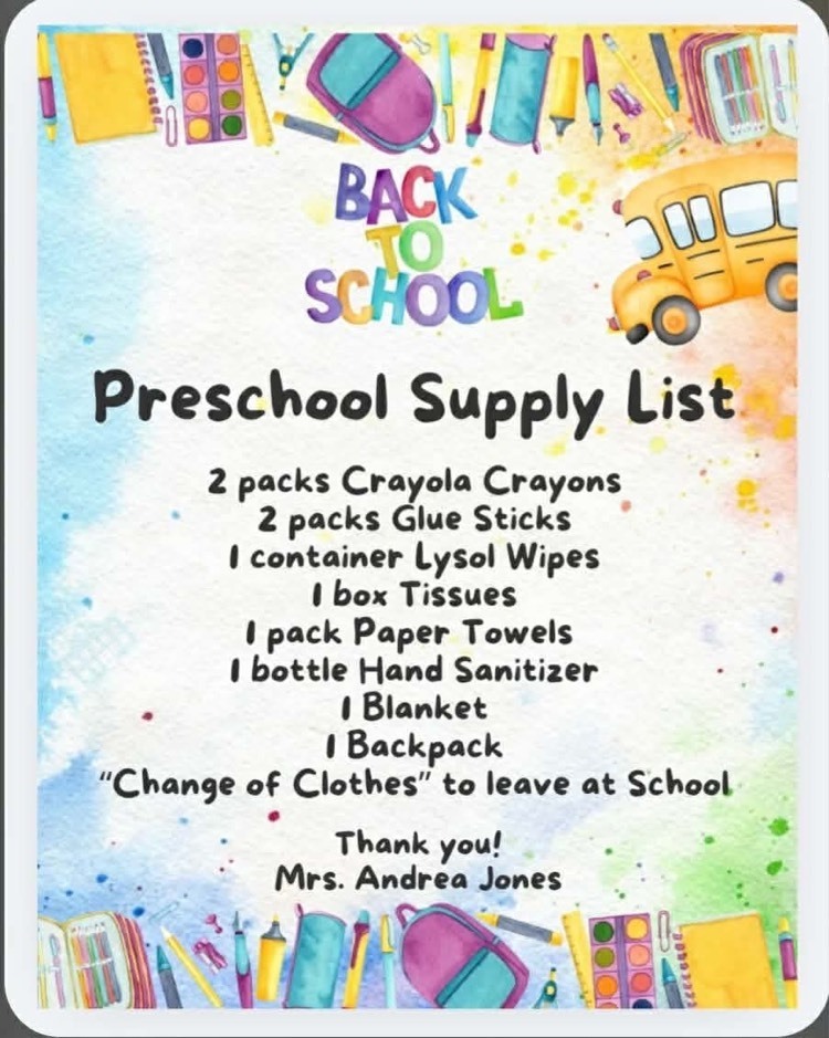 preschool supply list