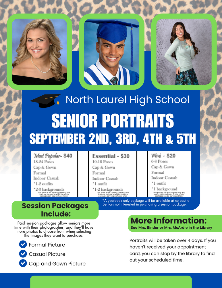 Senior Portraits - September 2nd, 3rd, 4th & 5th